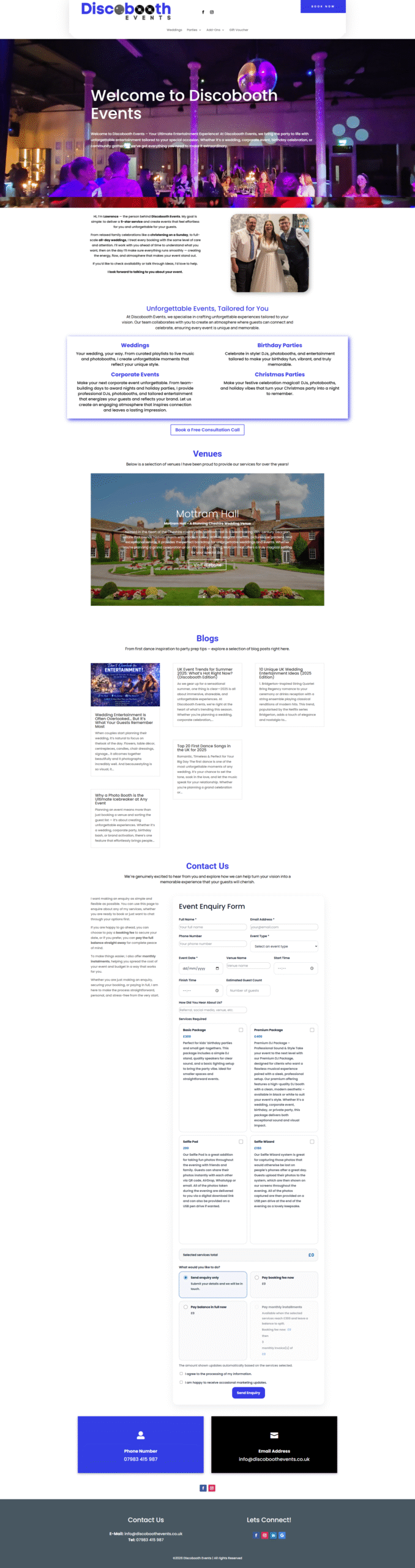 Discobooth Events website screenshot