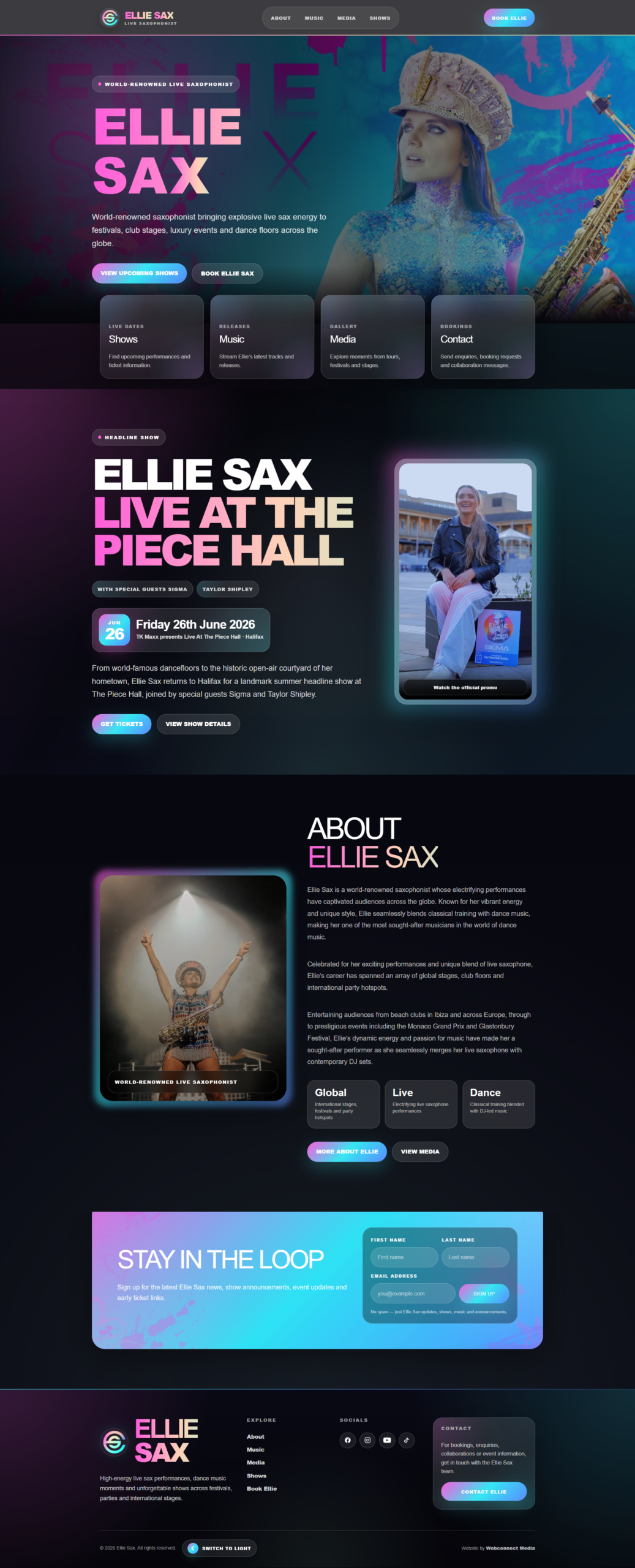 Ellie Sax website screenshot