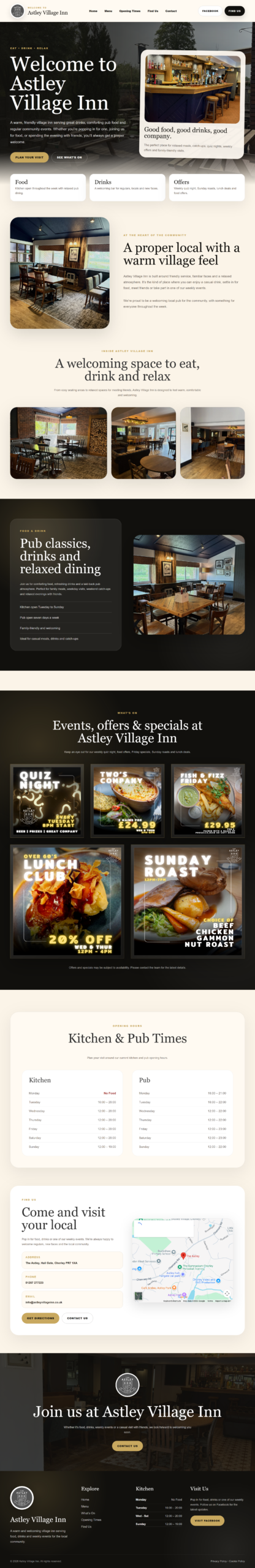 Astley Village Inn website preview