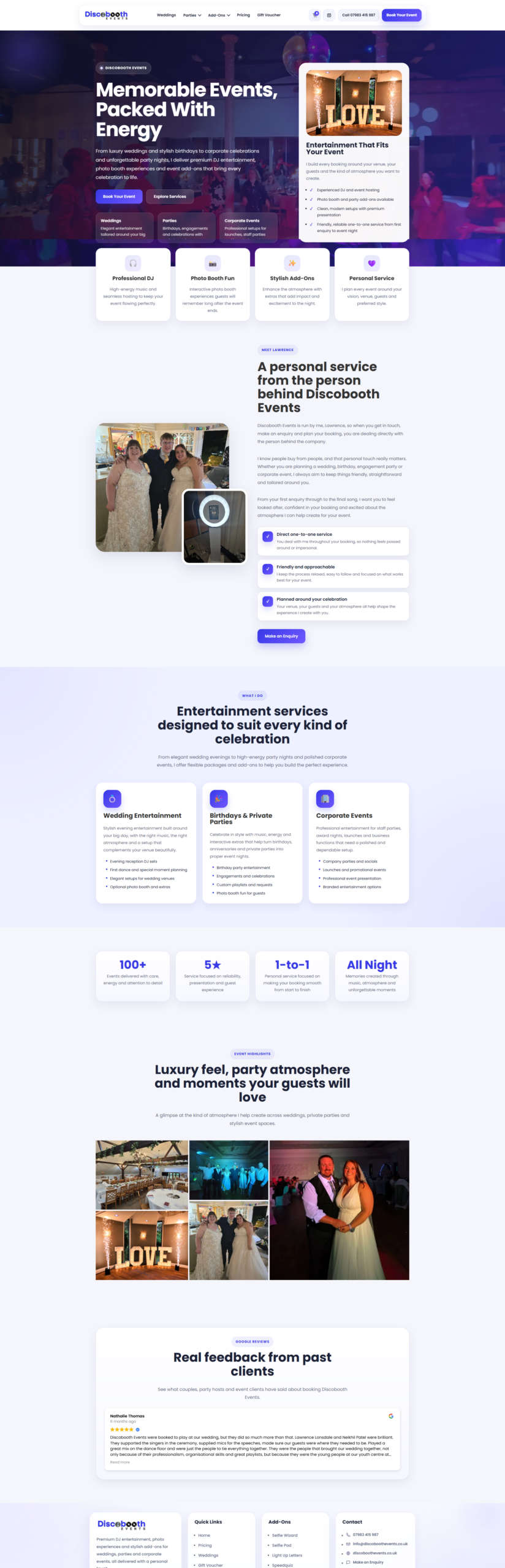 Discobooth Events website preview
